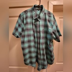 Men's Turquoise and Black Plaid shirt 4XL